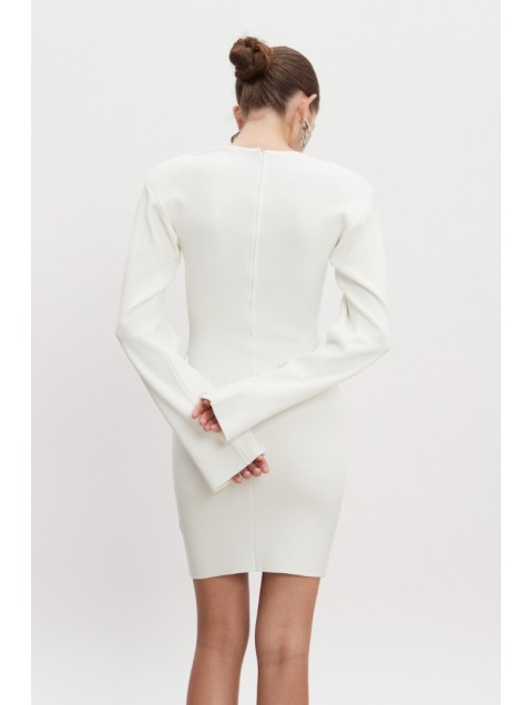 NADIA RAPTI Heaven Knitted Mini Dress Off White Λευκό Πλεκτό Μίνι Φόρεμα