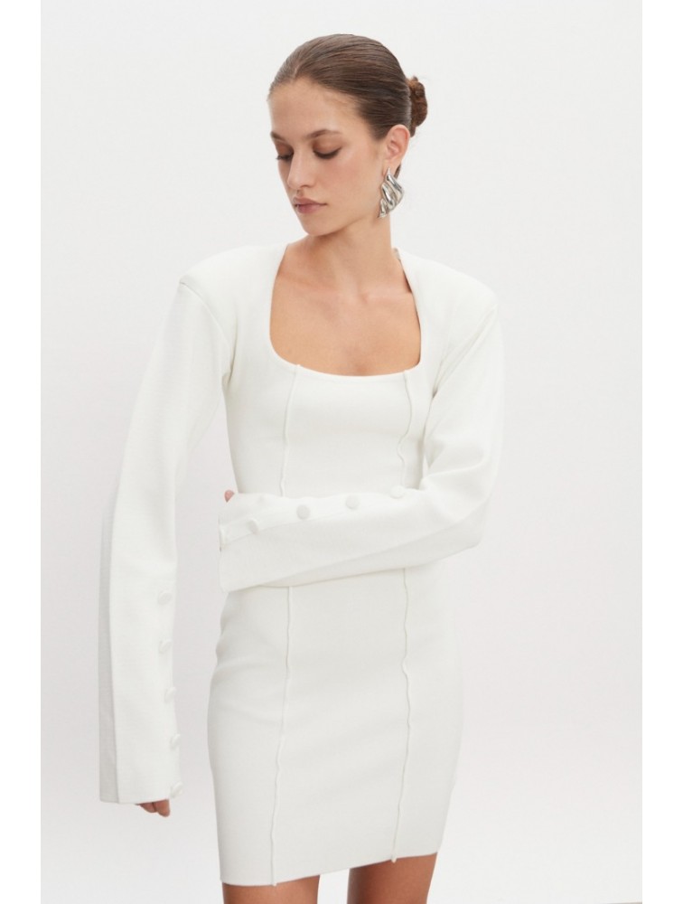 NADIA RAPTI Heaven Knitted Mini Dress Off White Λευκό Πλεκτό Μίνι Φόρεμα