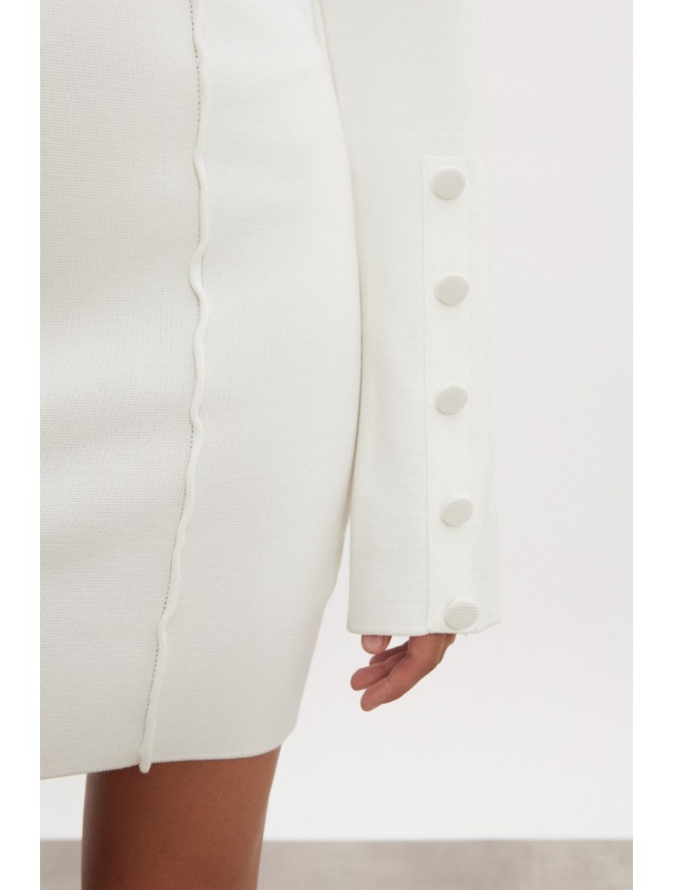NADIA RAPTI Heaven Knitted Mini Dress Off White Λευκό Πλεκτό Μίνι Φόρεμα
