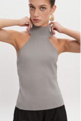 NADIA RAPTI Heaven Knitted Top Grey