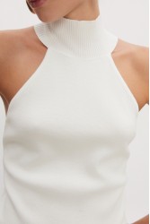 NADIA RAPTI Heaven Knitted Top Off White Λευκό Πλεκτό Τοπ