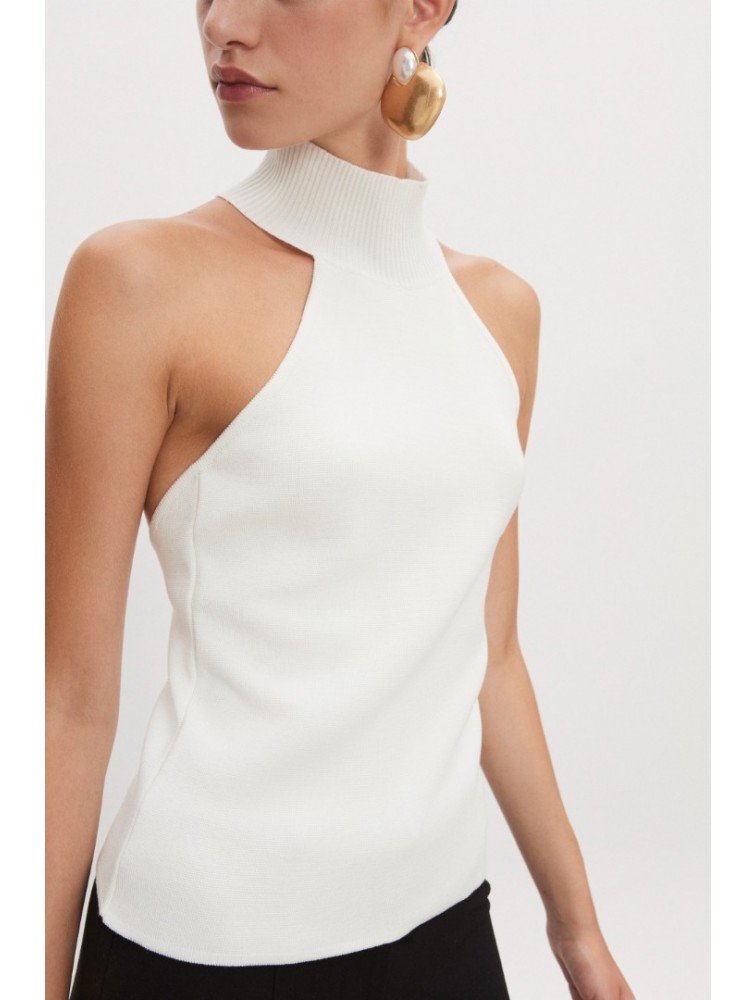 NADIA RAPTI Heaven Knitted Top Off White Λευκό Πλεκτό Τοπ