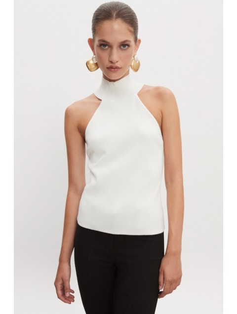 NADIA RAPTI Heaven Knitted Top Off White Λευκό Πλεκτό Τοπ