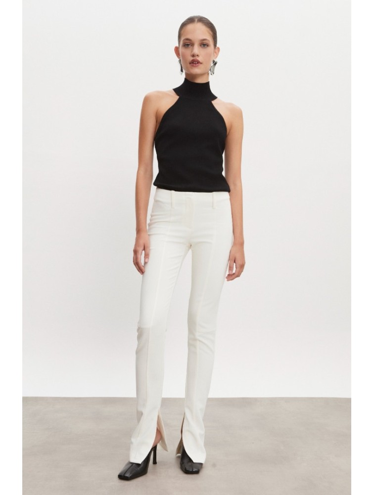 NADIA RAPTI Hourglass Skinny Trousers Off White Λευκό Παντελόνι