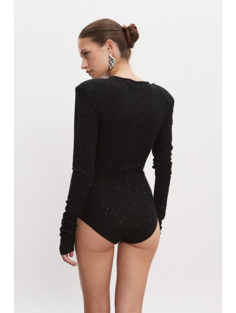 NADIA RAPTI Magnetic Knitted Bodysuit Black Μαύρο Κορμάκι