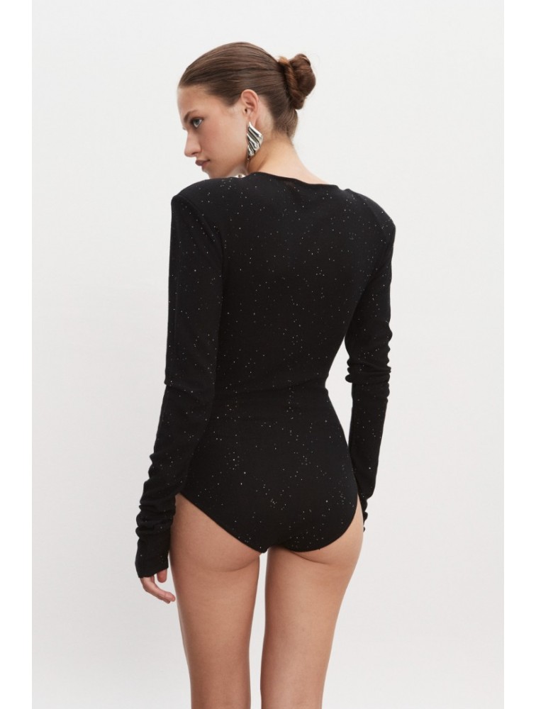 NADIA RAPTI Magnetic Knitted Bodysuit Black Μαύρο Κορμάκι