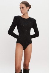 NADIA RAPTI Magnetic Knitted Bodysuit Black Μαύρο Κορμάκι