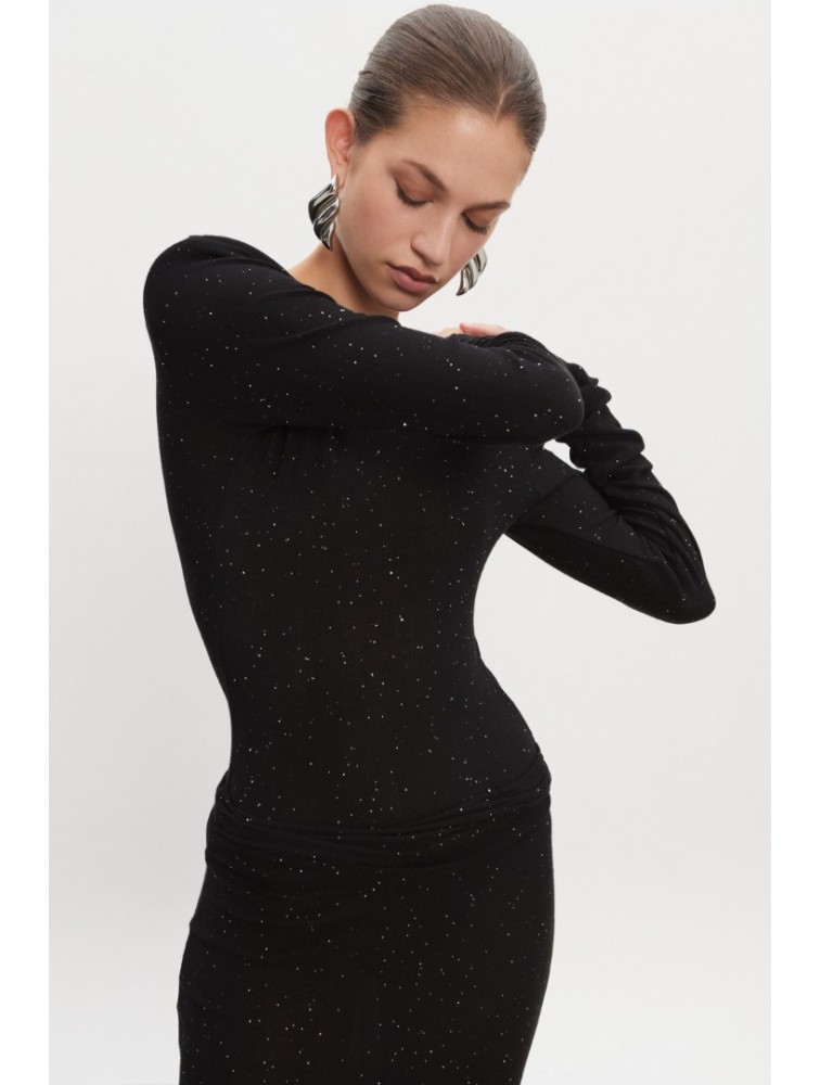NADIA RAPTI Magnetic Knitted Bodysuit Black Μαύρο Κορμάκι