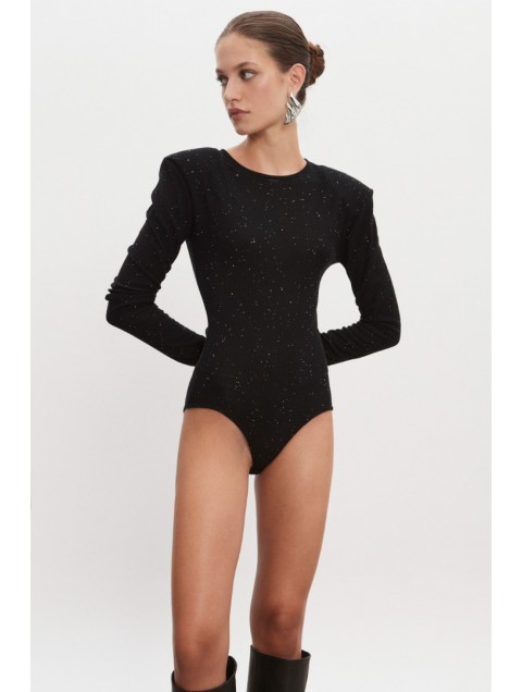 NADIA RAPTI Magnetic Knitted Bodysuit Black Μαύρο Κορμάκι