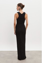 NADIA RAPTI Magnetic Knitted Maxi Dress Black