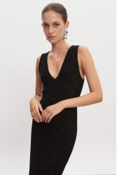 NADIA RAPTI Magnetic Knitted Maxi Dress Black