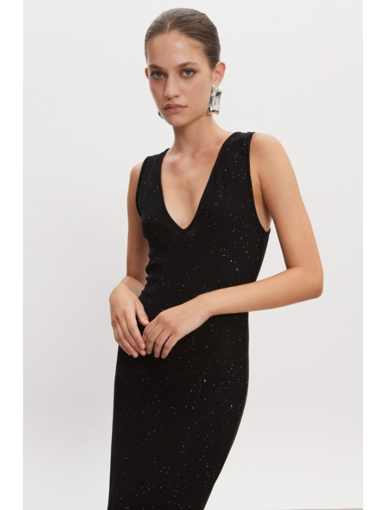 NADIA RAPTI Magnetic Knitted Maxi Dress Black