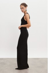 NADIA RAPTI Magnetic Knitted Maxi Dress Black
