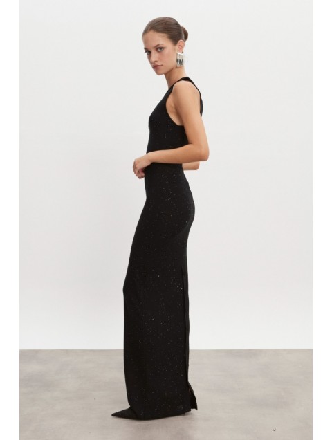 NADIA RAPTI Magnetic Knitted Maxi Dress Black