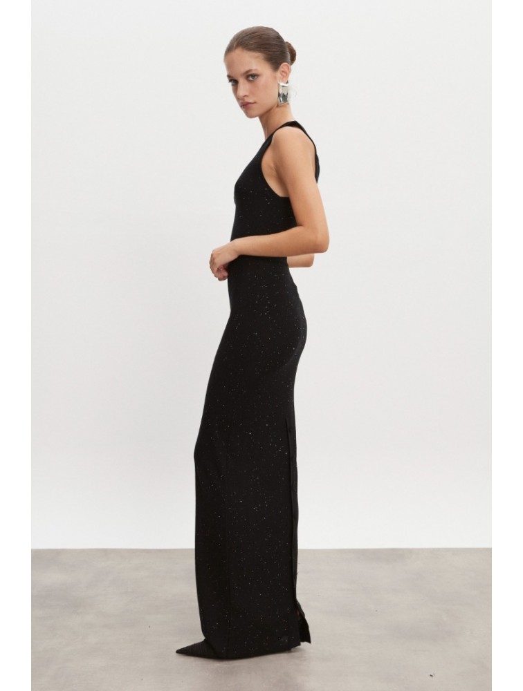 NADIA RAPTI Magnetic Knitted Maxi Dress Black