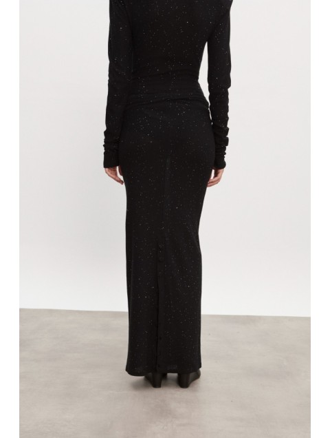 NADIA RAPTI Magnetic Knitted Maxi Skirt Black Μαύρη Μάξι Φούστα