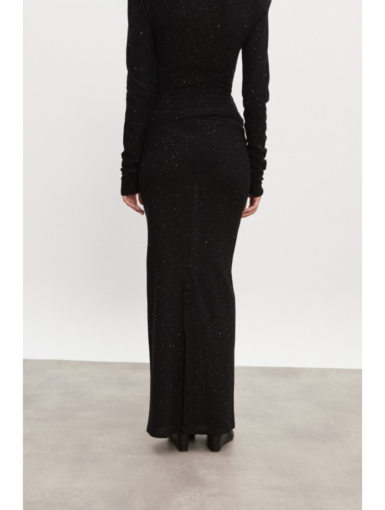 NADIA RAPTI Magnetic Knitted Maxi Skirt Black Μαύρη Μάξι Φούστα