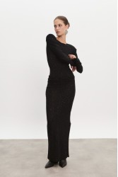 NADIA RAPTI Magnetic Knitted Maxi Skirt Black Μαύρη Μάξι Φούστα