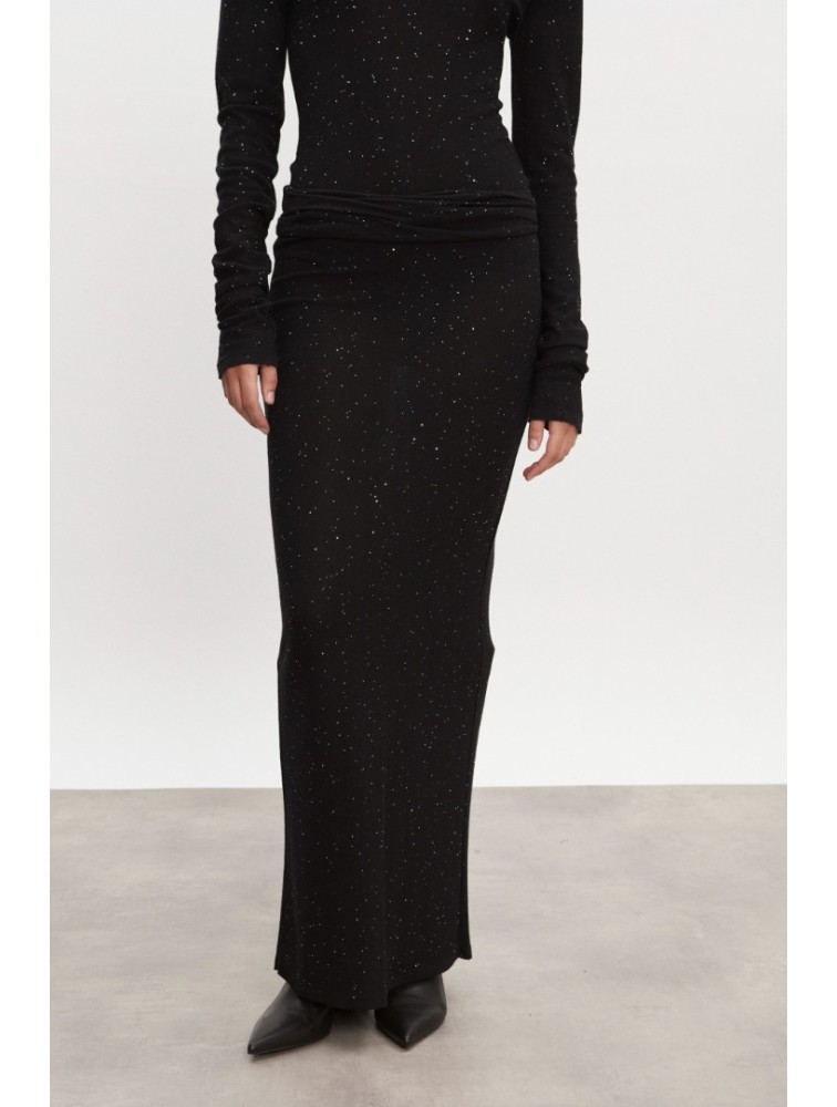 NADIA RAPTI Magnetic Knitted Maxi Skirt Black Μαύρη Μάξι Φούστα