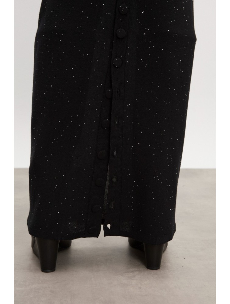 NADIA RAPTI Magnetic Knitted Maxi Skirt Black Μαύρη Μάξι Φούστα