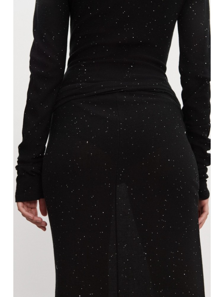 NADIA RAPTI Magnetic Knitted Maxi Skirt Black Μαύρη Μάξι Φούστα