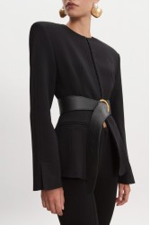 NADIA RAPTI Zoe Leather Belt Black Μαύρη Δερμάτινη Ζώνη