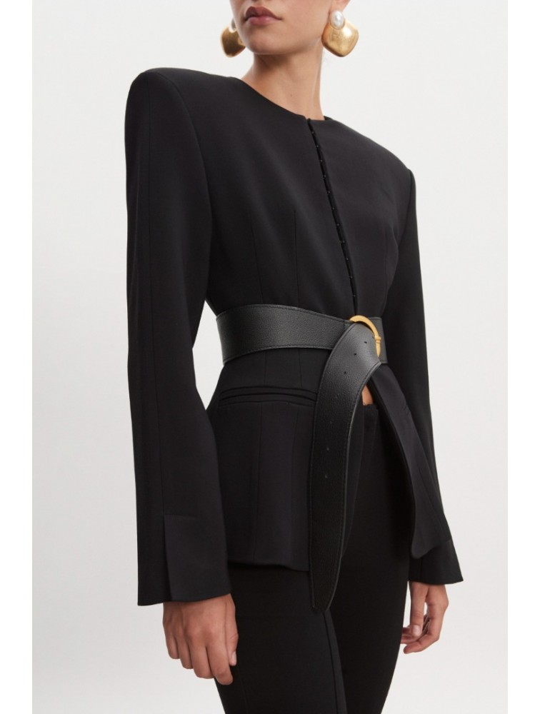 NADIA RAPTI Zoe Leather Belt Black Μαύρη Δερμάτινη Ζώνη