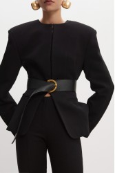 NADIA RAPTI Zoe Leather Belt Black Μαύρη Δερμάτινη Ζώνη