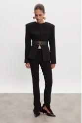 NADIA RAPTI Zoe Leather Belt Black Μαύρη Δερμάτινη Ζώνη