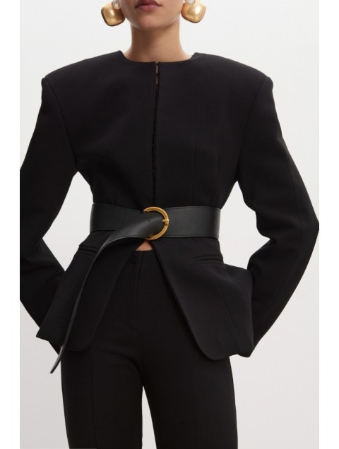 NADIA RAPTI Zoe Leather Belt Black Μαύρη Δερμάτινη Ζώνη