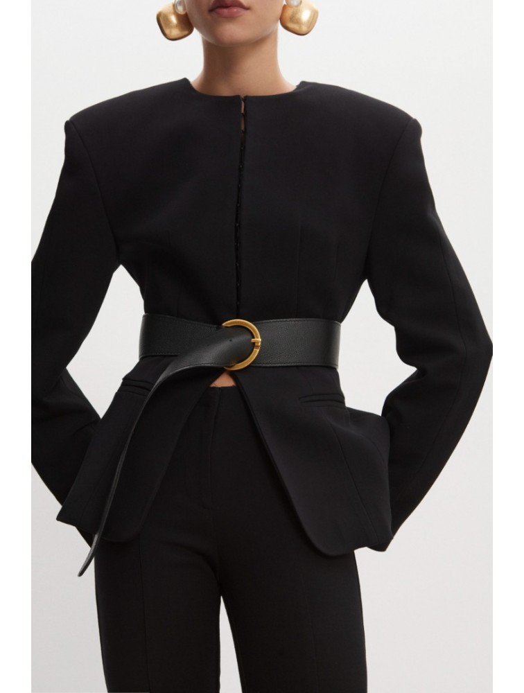 NADIA RAPTI Zoe Leather Belt Black Μαύρη Δερμάτινη Ζώνη