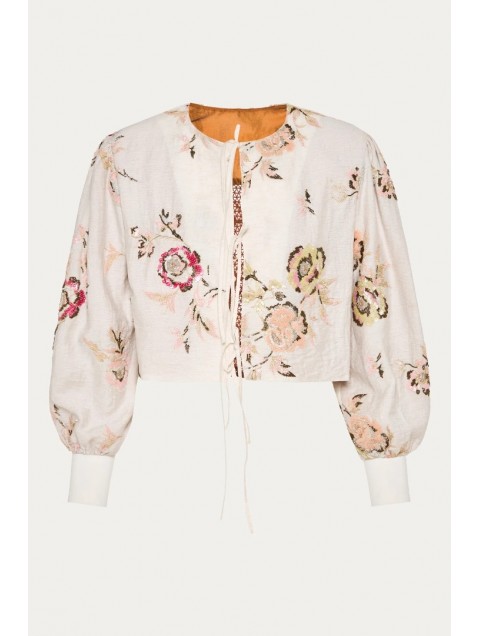 NIDODILEDA Along Top Floral Beaded Crochet Embellished Φλοράλ Top
