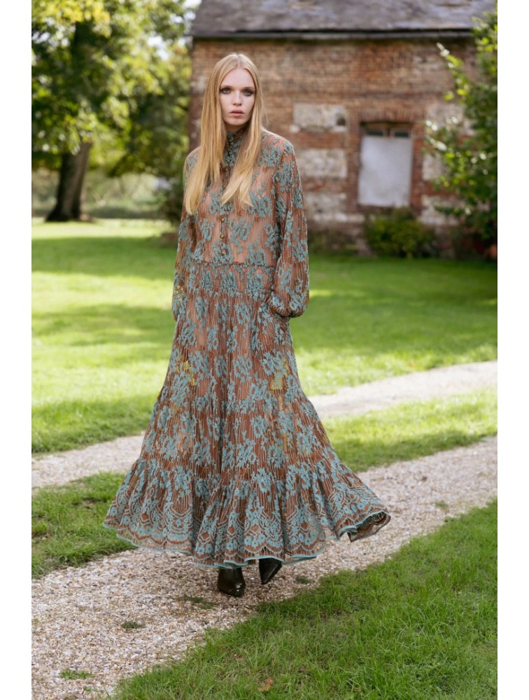 NIDODILEDA Eve Dress Knitted Lace Brown Veraman Καφέ Κεντητό Φόρεμα