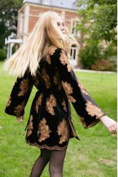 NIDODILEDA Lindsay Blazer Dress Crochet Velvet Black Tabac Μαύρο Ταμπά Βελούδινο Μπλέιζερ Φόρεμα