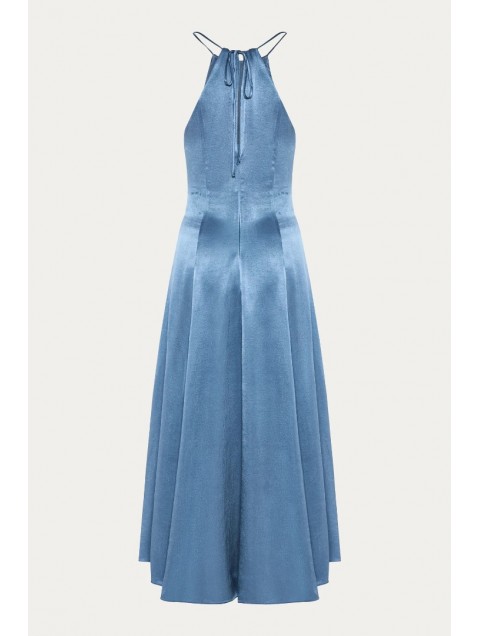 NIDODILEDA Stance Dress Satin Denim Blue Μπλε Σατέν Φόρεμα