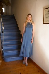 NIDODILEDA Stance Dress Satin Denim Blue
