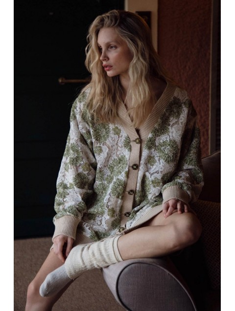 NIDODILEDA Fayora Cardigan Floral Beaded 
