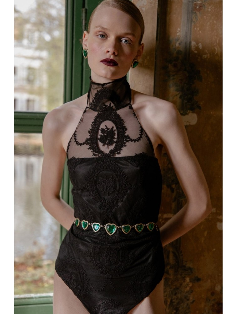 NIDODILEDA Prae Bodysuit Black lace Μαύρο Κορμάκι με δαντέλα