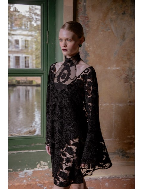 NIDODILEDA Sum Dress Black Velvet Chrochet NIDODILEDA Sum Dress Black Velvet Chrochet
