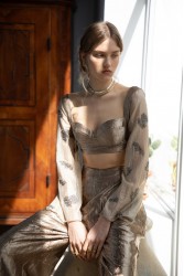 NIDODILEDA Madoc Bustier Silvery Olive Ασημί Λαδί Μπούστο