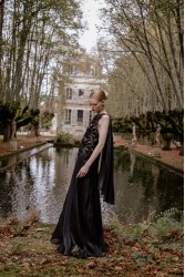NIDODILEDA Omnia Dress Black Velvet Lace Μαύρο Βελούδινο Φόρεμα με Δαντέλα