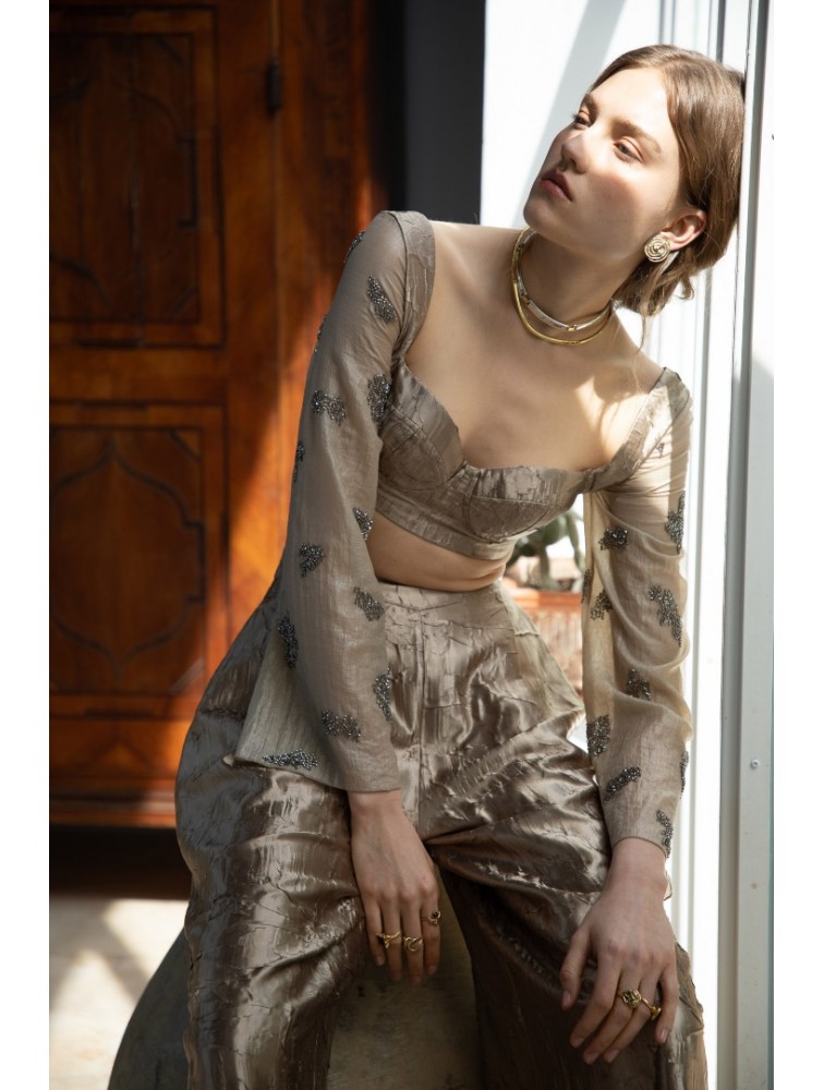 NIDODILEDA Madoc Bustier Silvery Olive Ασημί Λαδί Μπούστο