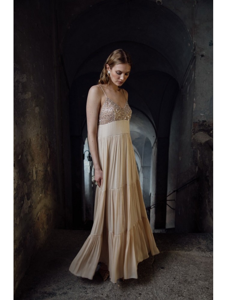 NIDODILEDA Margot Dress Silvery Nude Μπεζ Φόρεμα