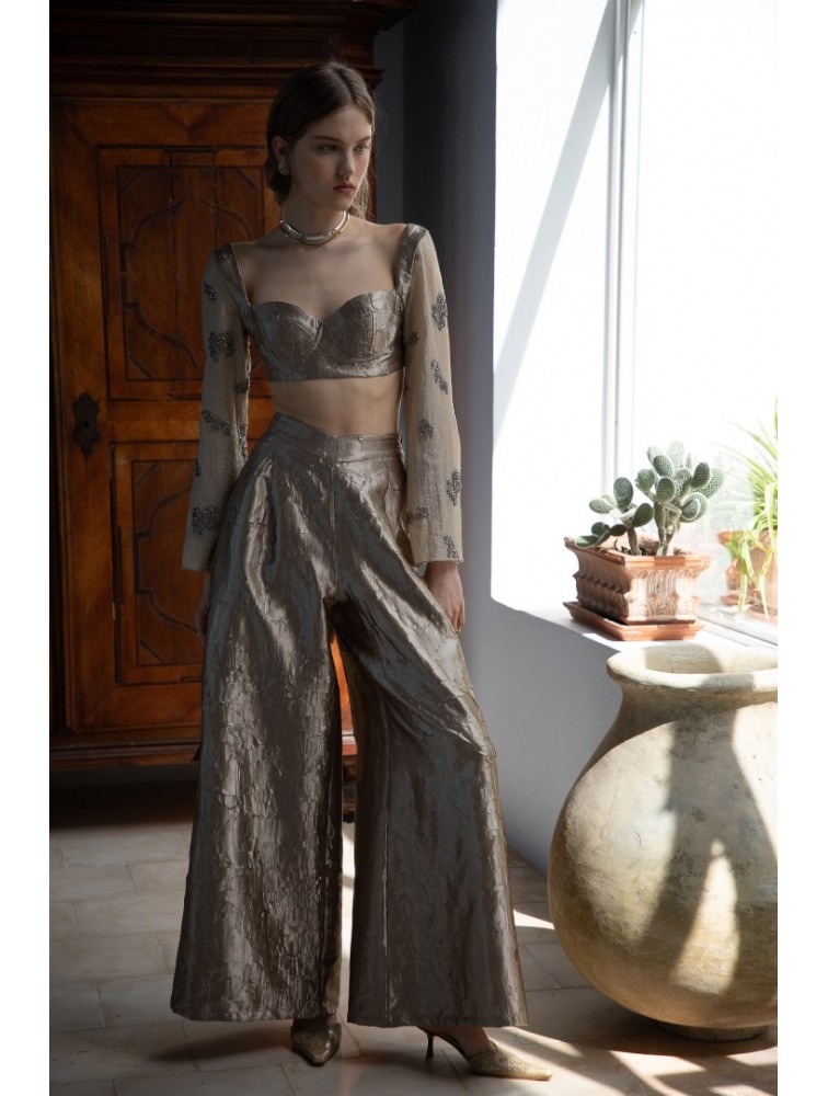 NIDODILEDA Madoc Bustier Silvery Olive Ασημί Λαδί Μπούστο