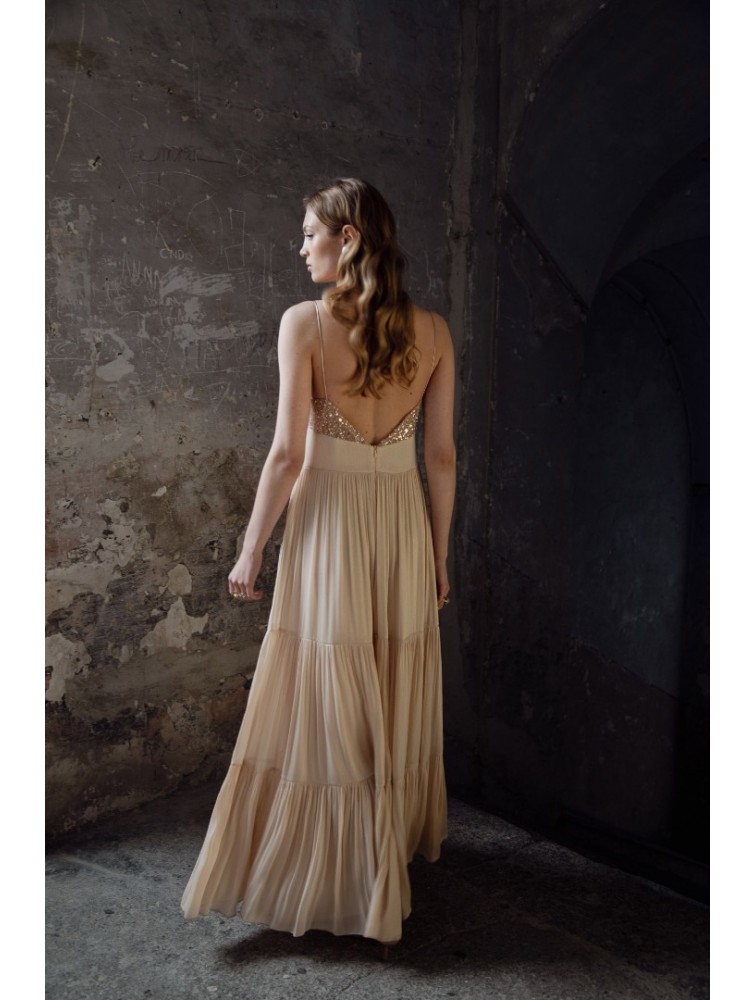 NIDODILEDA Margot Dress Silvery Nude Μπεζ Φόρεμα