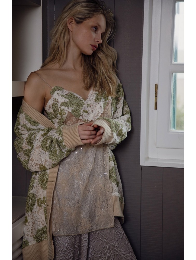 NIDODILEDA Fayora Cardigan Floral Beaded Φλοράλ Ζακέτα