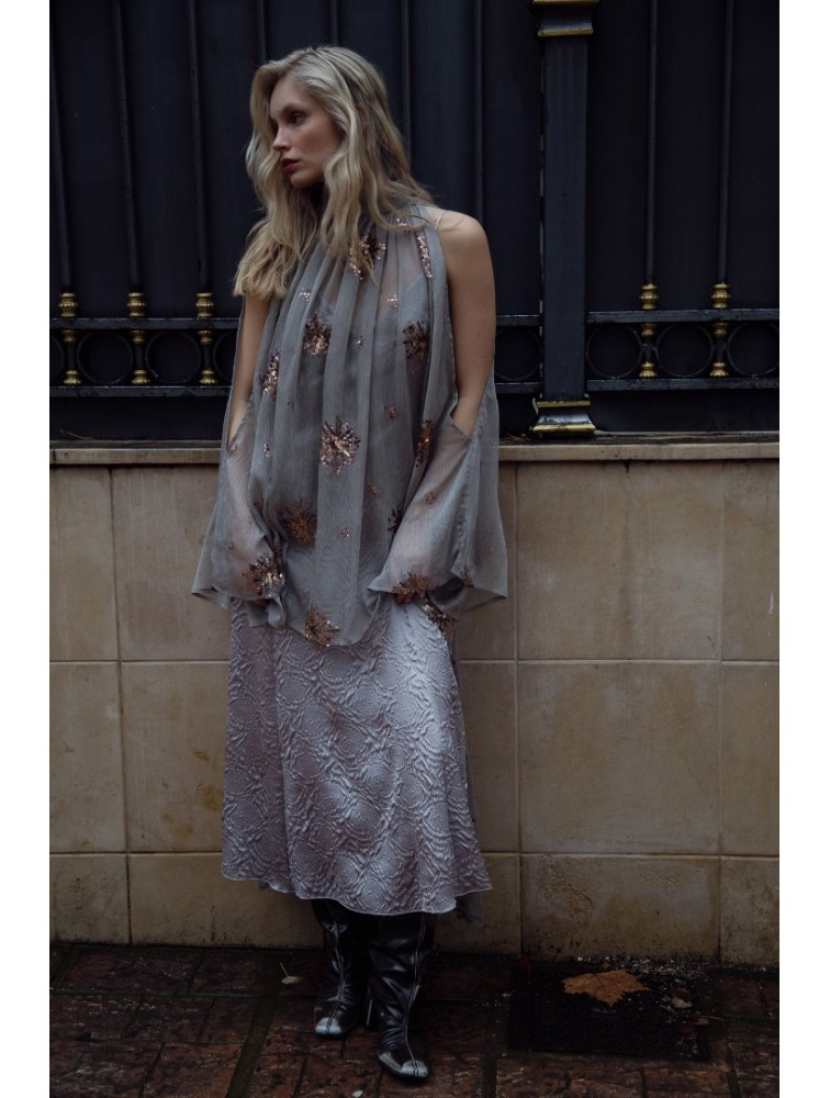 NIDODILEDA Tariya Top Sequined Slitted