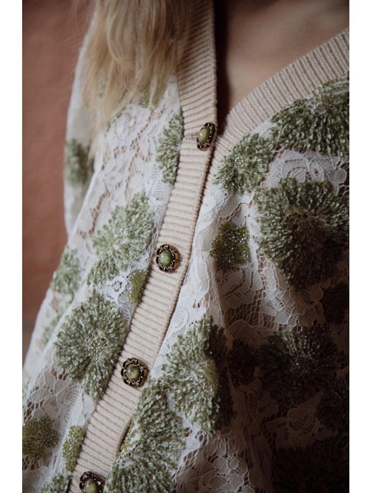 NIDODILEDA Fayora Cardigan Floral Beaded Φλοράλ Ζακέτα