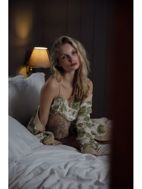NIDODILEDA Opheliane Top Sequined Floral Δαντελένιο Τοπ με Παγέτα