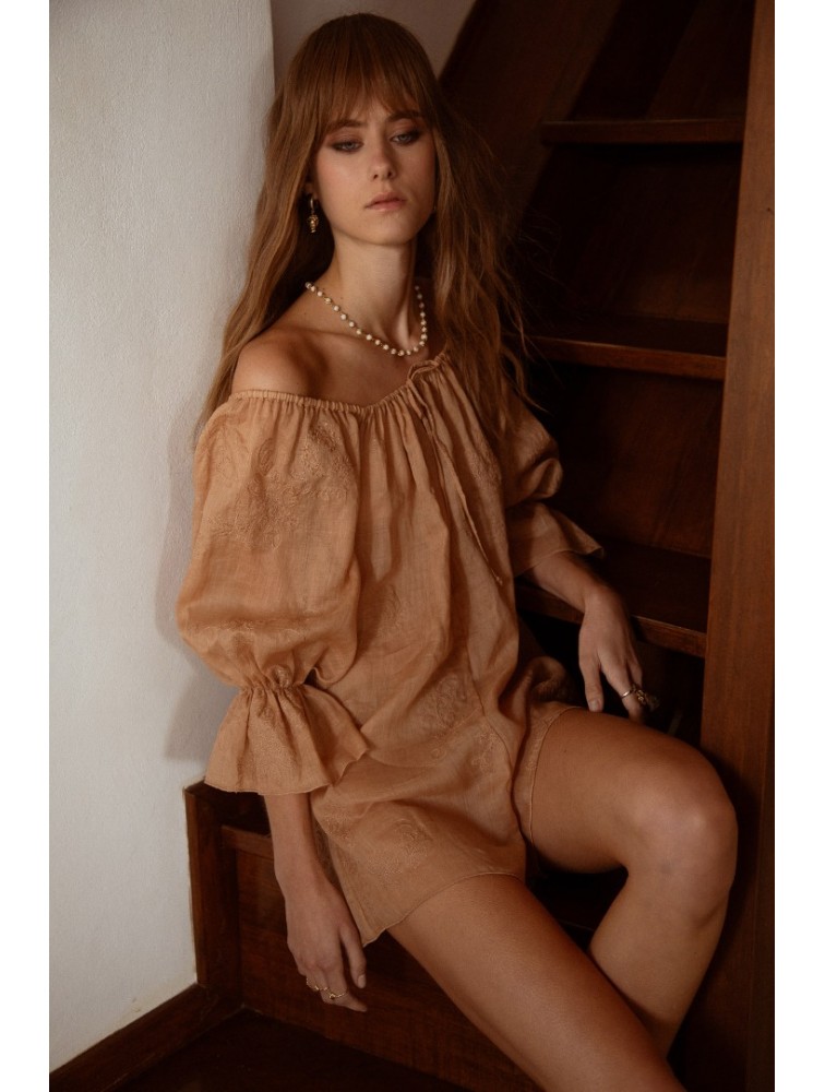 NIDODILEDA Unique Playsuit Light Peach Beige Ροδακινί Ολόσωμο Σόρτς